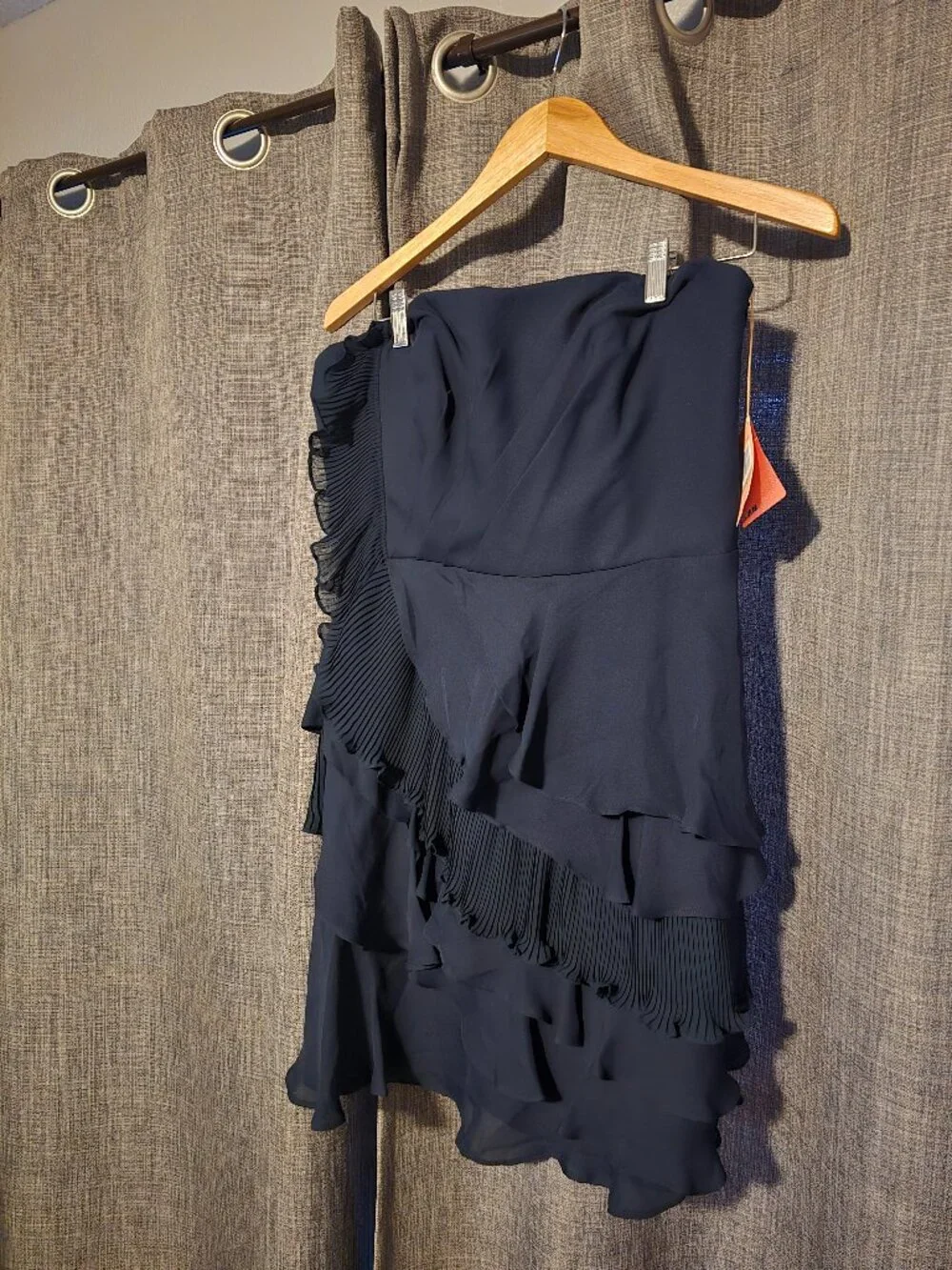 Ali Ro Navy Blue Strapless Tiered Ruffle Cocktail Dress NWT - Picture 2 of 3